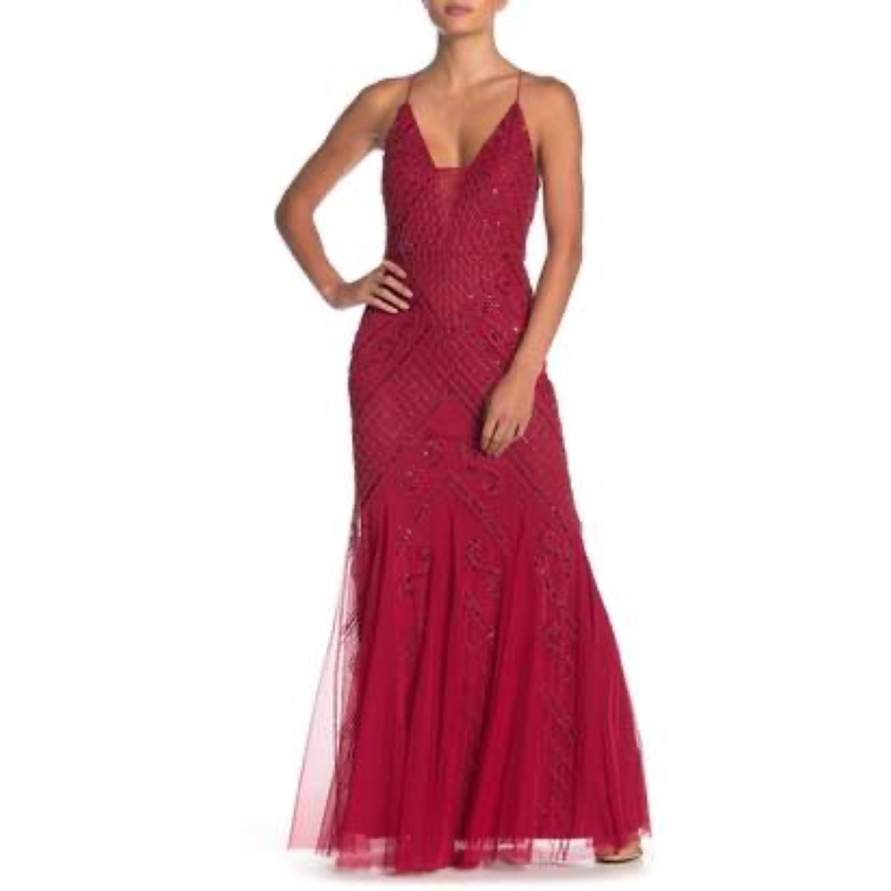 Marina Red Plunge Evening Dress‎ 8